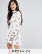 Fashion Union Petite High Neck Printed Skater Dress - Multi