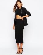 Asos Longer Length Midi Pencil Skirt - Black