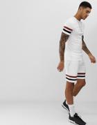 Asos Design Two-piece Muscle T-shirt With Contrast Sleeve Stripe In White