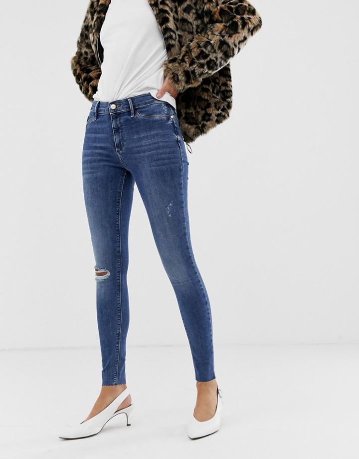 River Island Molly Mid Rise Jegging In Mid Authentic-blue