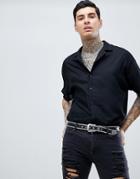 Asos Design Oversized Viscose Batwing Sleeve Shirt - Black