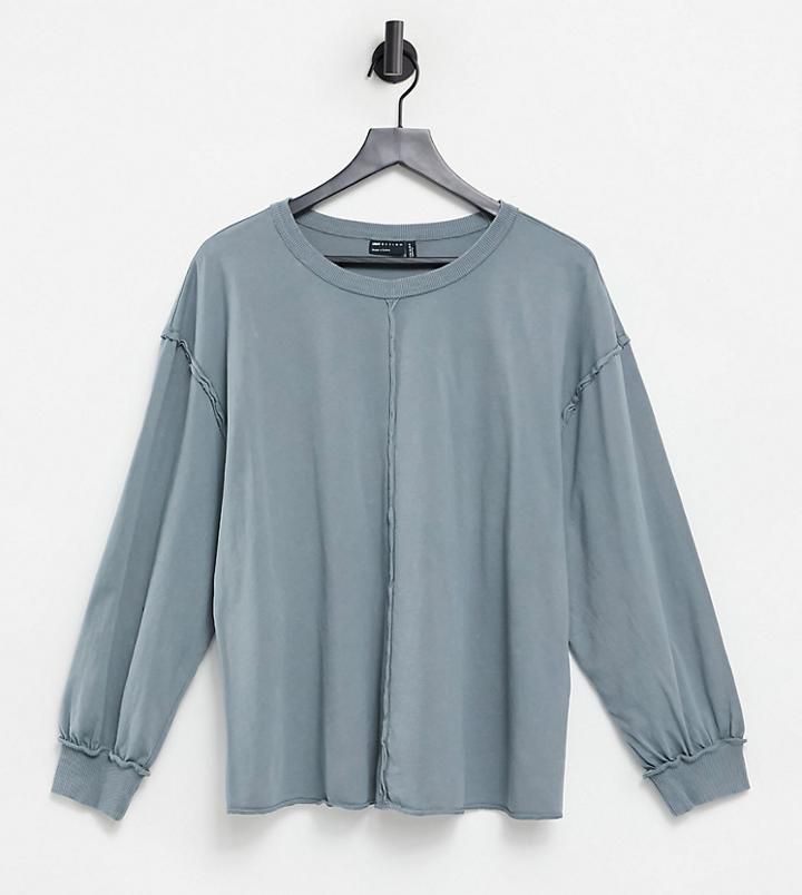 Asos Design Maternity Oversized Long Sleeve T-shirt With Seam Detail In Washed Gray-grey