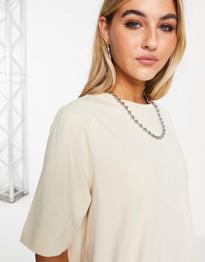 Weekday Trish Organic Cotton Modern Boxy T-shirt In Beige-neutral