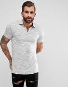 Asos Revere Polo Shirt In Gray Inject - Gray