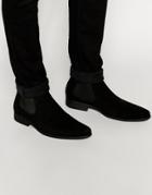 Asos Chelsea Boots In Black Faux Suede - Black