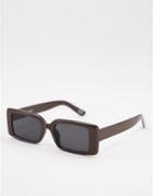 Asos Design Mid Square Sunglasses In Brown