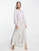 Closet London Contrast Print Midaxi Dress In Lime Clash-multi
