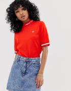 Fred Perry High Neck Logo Tee - Red