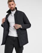 Asos Design Padded Trench Coat With Quilted Lining In Black