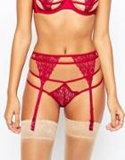 Asos Jezabel Strappy Lace Suspender - Red