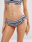 Floozie Textured Stripe Bikini Bottom - Navy