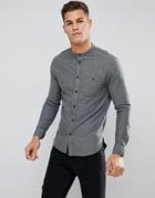 Kiomi Grandad Collar Shirt In Gray - Gray