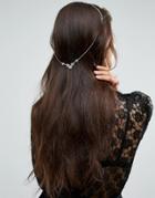 Limited Edition Occasion Draping Crystal Hair Back Chain - Silver