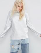 Asos Sweatshirt In All Over Foil - Silver
