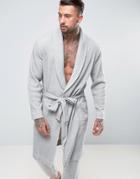 Asos Shawl Neck Robe In Waffle - Gray