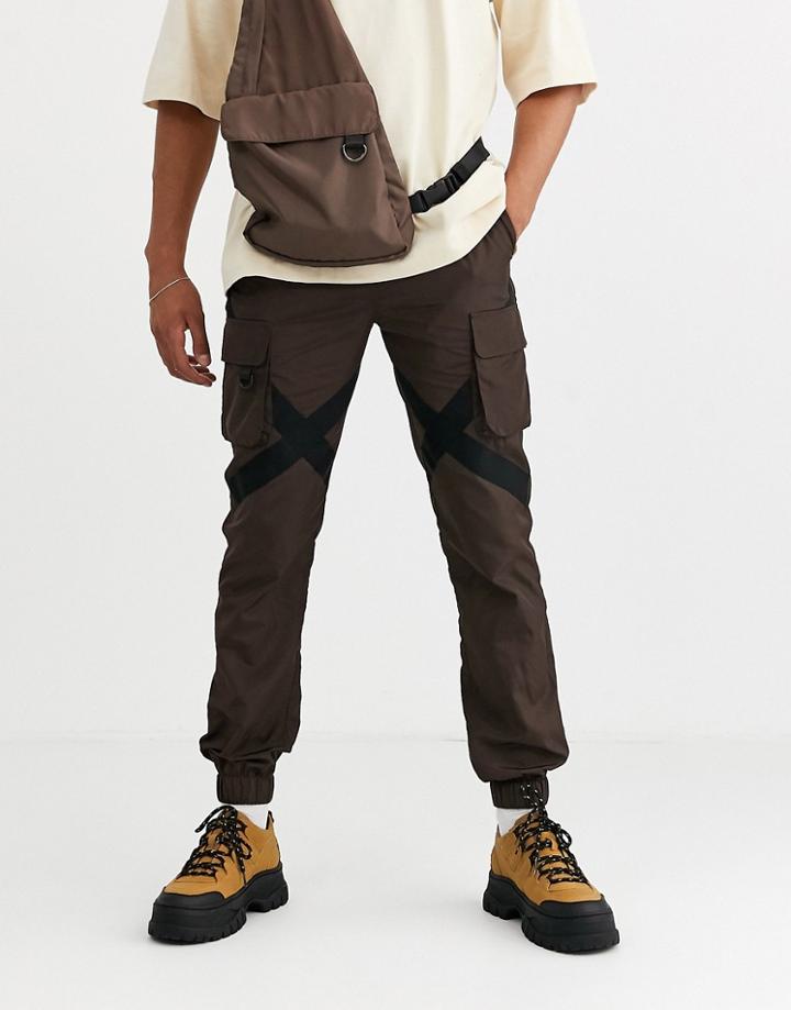 Asos Design Two-piece Cargo Pants With Strapping In Brown