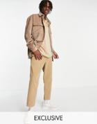 Reclaimed Vintage Inspired Corduroy Overshirt In Stone-neutral