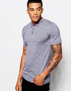 Asos Fitted Fit Knitted Polo Shirt - Blue Twist