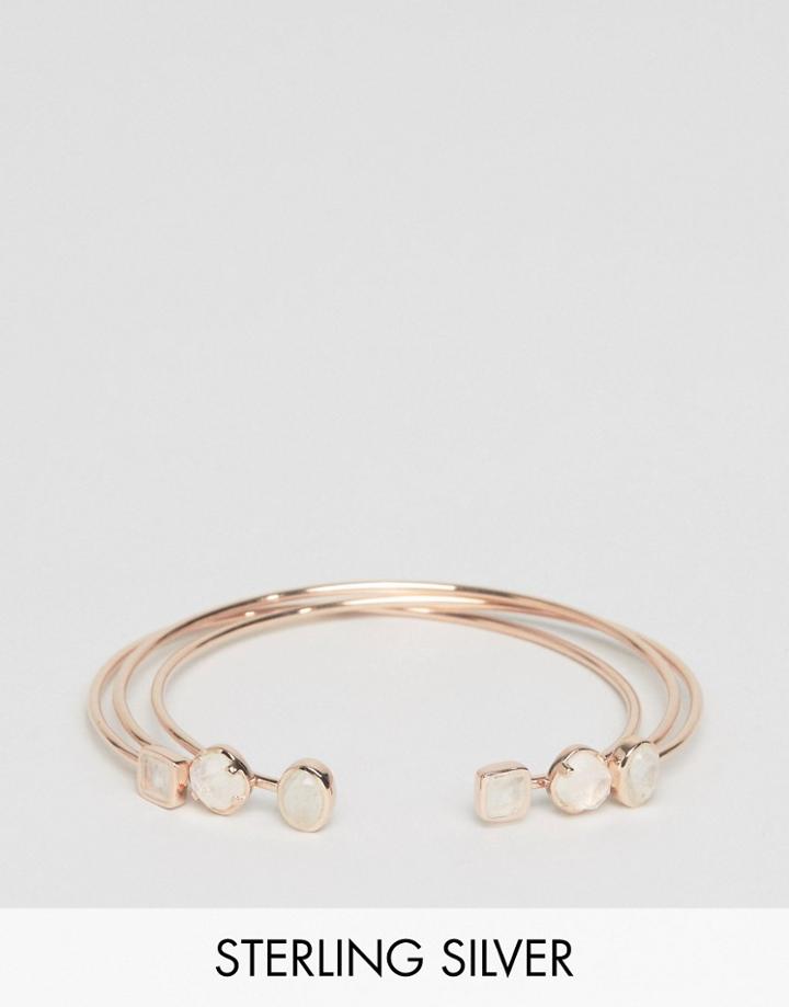 Carrie Elizabeth Semi Precious Moonstone Cuffs - Gold