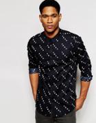 Asos Shirt In Letter Print With Long Sleeves In Regular Fit - Black