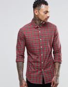 Asos Skinny Shirt In Red Plaid Check With Long Sleeves - Red