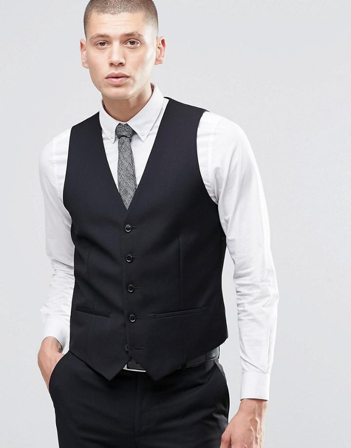 Farah Skinny Vest In Black - Black