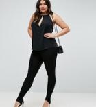 Club L Plus Black Stirrup Leggings - Black