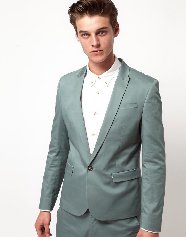 Asos Skinny Fit Suit Jacket - Green