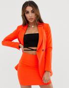 Asos Design Waisted Pop Suit Blazer - Orange