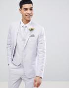 River Island Skinny Fit Oxford Suit Jacket In Lilac - Purple