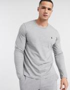 Polo Ralph Lauren Long Sleeve Lounge Soft Cotton Top In Gray Heather-grey