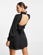 Trendyol Long Sleeve Mini Dress In Black
