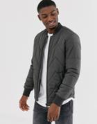 Jack & Jones Premium Chevron Padded Jacket In Grey - Green