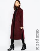 Asos Petite Coat In Relaxed Fit - Berry