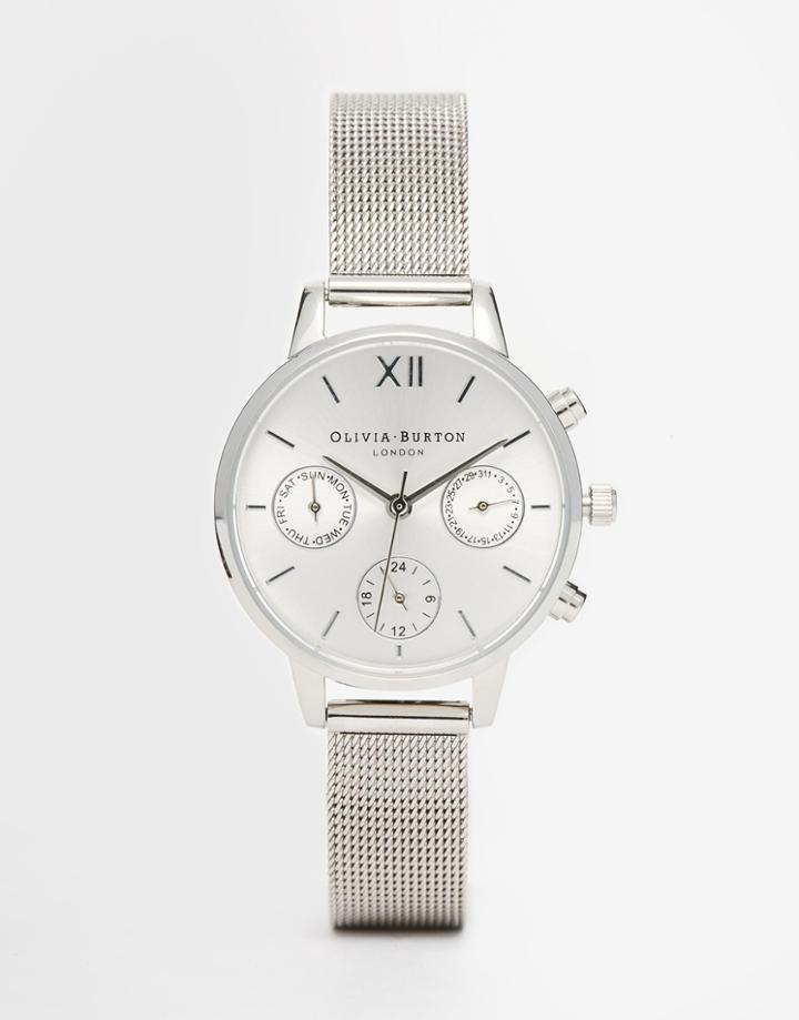 Olivia Burton Silver Midi Dial Chronograph Watch - Silver