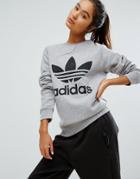 Adidas Originals Gray Trefoil Boyfriend Sweatshirt - Gray