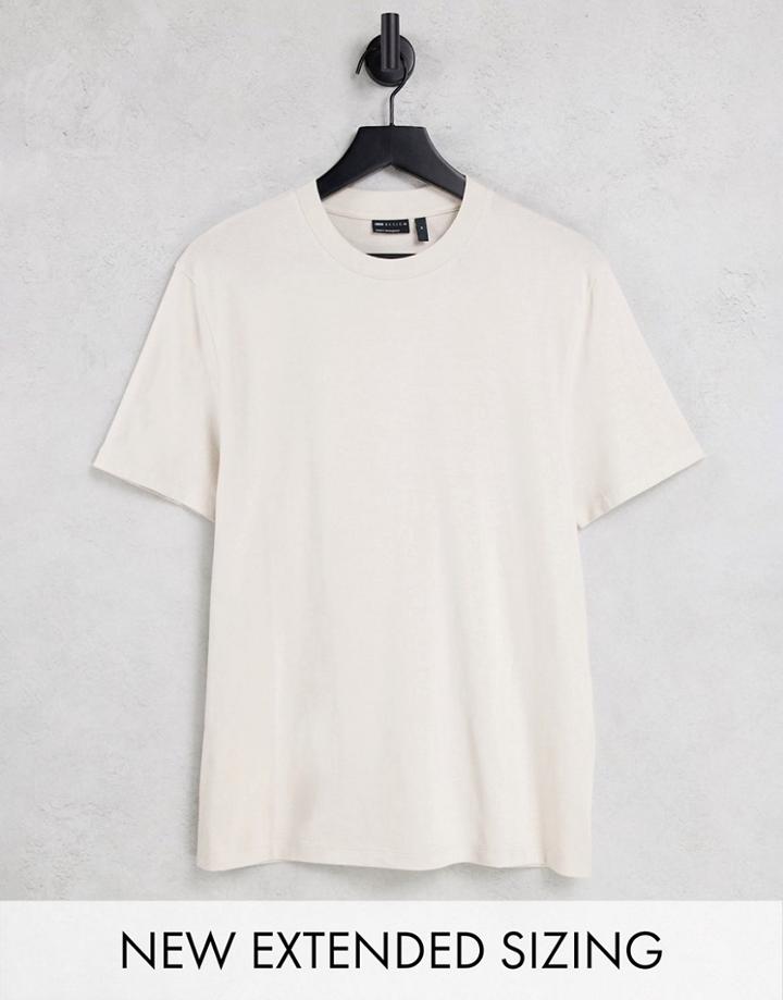 Asos Design Organic Blend T-shirt With Crew Neck In Stone-neutral