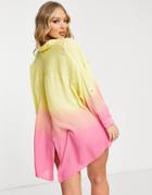 Candypants Oversized Beach Shirt In Sunrise Ombre-multi