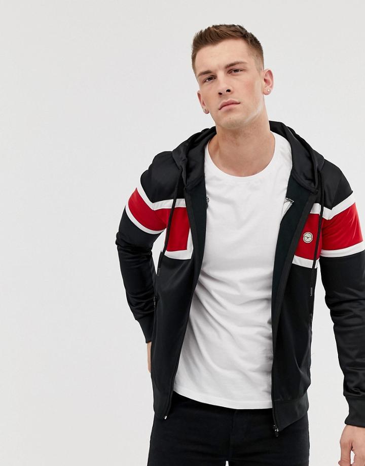 Le Breve Zip Through Nylon Hoodie - Black