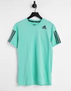 Adidas Training Aeroready 3 Stripe Tech T-shirt In Mint-green
