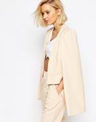 Lavish Alice Collarless Cape Blazer - Blush