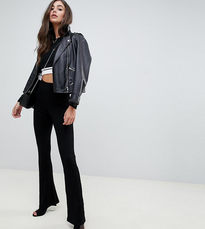 Asos Design Tall Flare Leggings In Rib - Multi