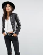 Bolongaro Trevor Military Cropped Leather Jacket - Brown