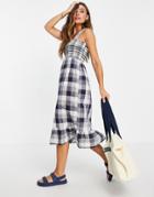 Accessorize Gingham Beach Dress In Blue-blues