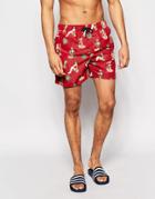 Bellfield Hula Pineapple Swim Shorts - Red