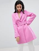 Asos Design Longline Belted Blazer - Pink