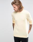 Asos Crew Neck Sweater In Lemon Cotton - Yellow