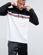Asos Oversized Long Sleeve Hooded T-shirt With Contrast Taping - White