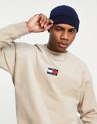 Tommy Jeans Badge Logo Cord Sweatshirt Relaxed Fit In Beige-neutral