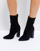 Public Desire Universe Black Crackled Heeled Ankle Boots - Black